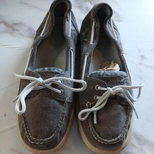 Sperry Top-Sider Boat Shoes Women 9.5 LeatherUpper CH196 Gray with Animal print